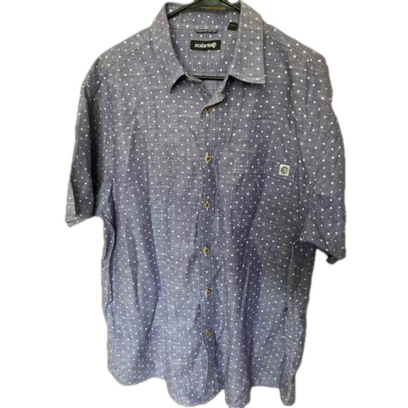 Solaris Dotted Short Sleeve Button Down Blue - Picture 1 of 4